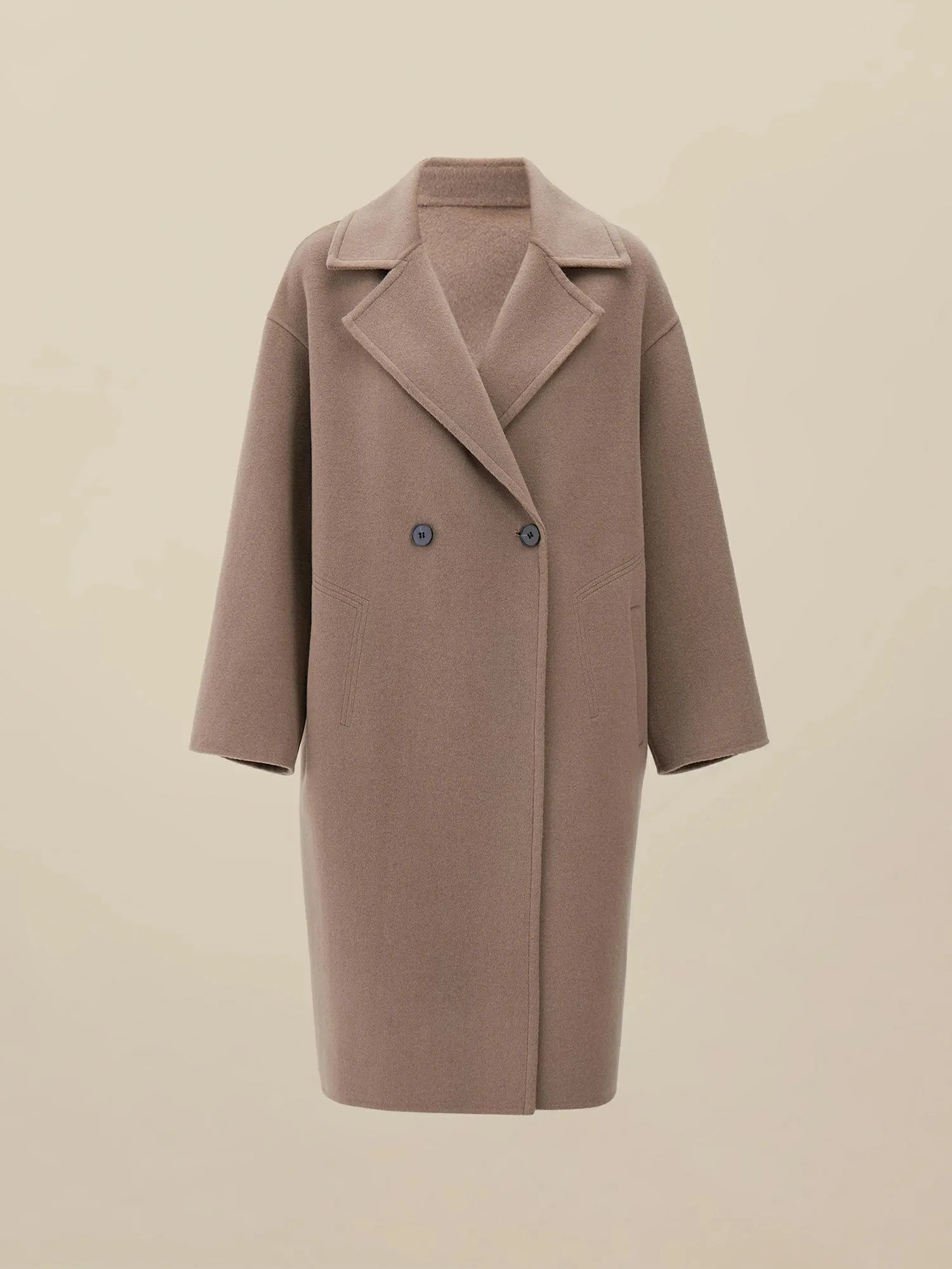 Amoretu 66.5% Wool Notched Lapel Long Sleeve Coat