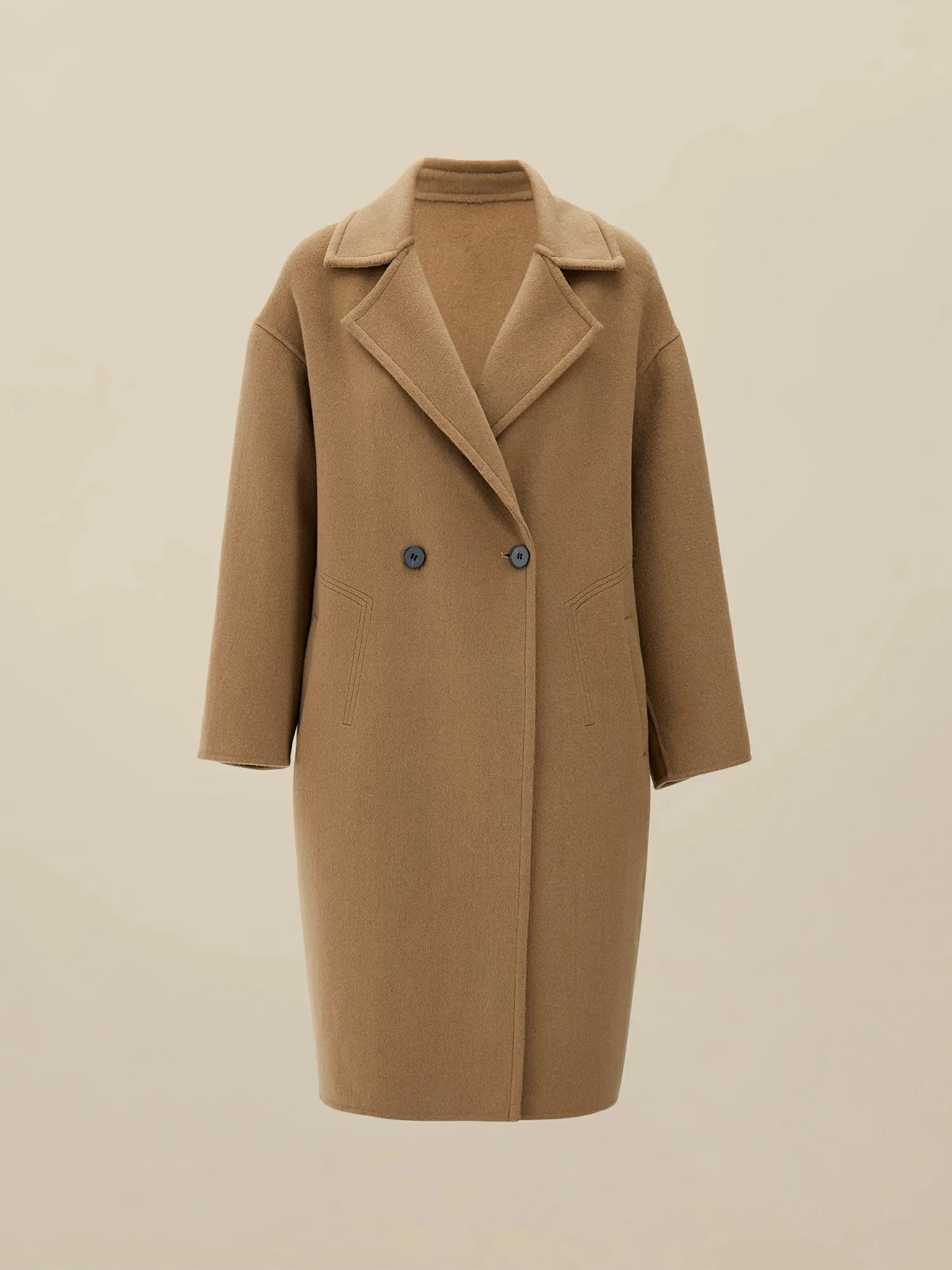 Amoretu 66.5% Wool Notched Lapel Long Sleeve Coat