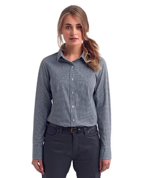 Artisan Collection by Reprime Ladies' Microcheck Gingham Long-Sleeve Cotton Shirt