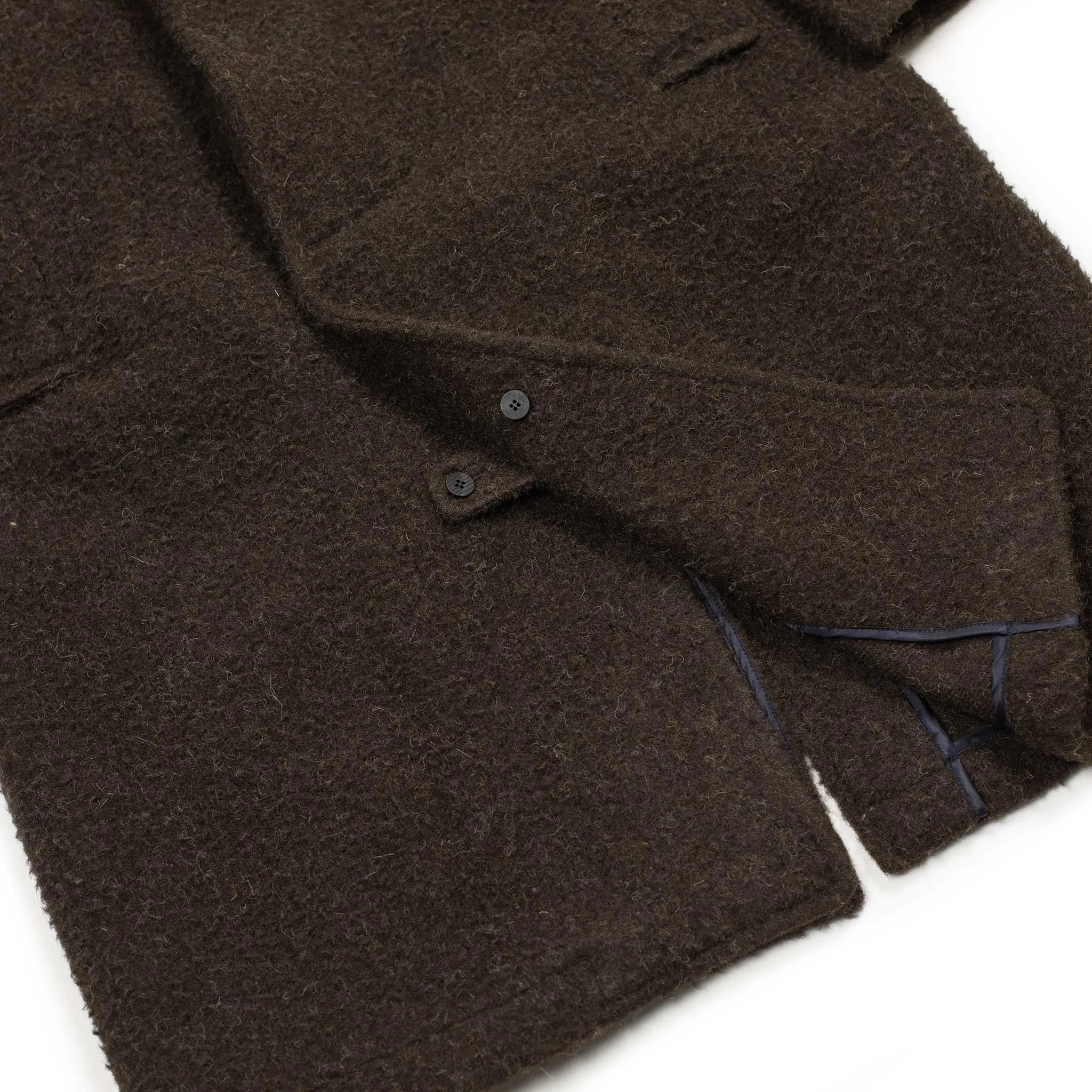 Belted balmaacaan overcoat in brown Casentino wool