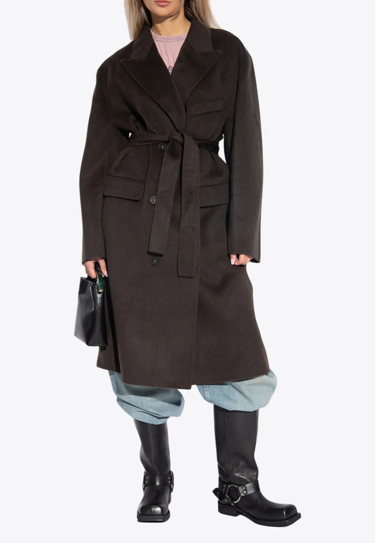 Belted Double-Breasted Wool Coat