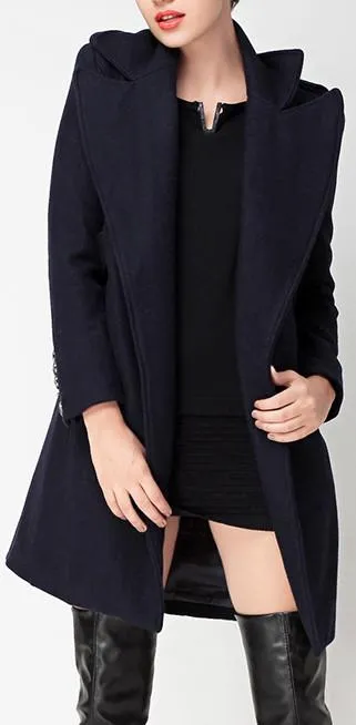 Belted Navy Wool Coat