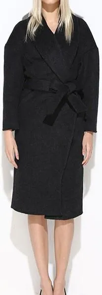 Black Wrap Wool-Blend Coat