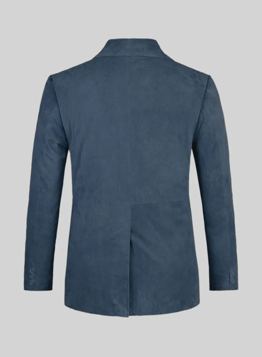 Blue Suede Leather Pea Coat