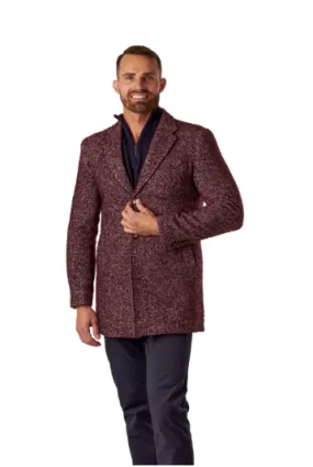 Burgundy Single Breasted Overcoat