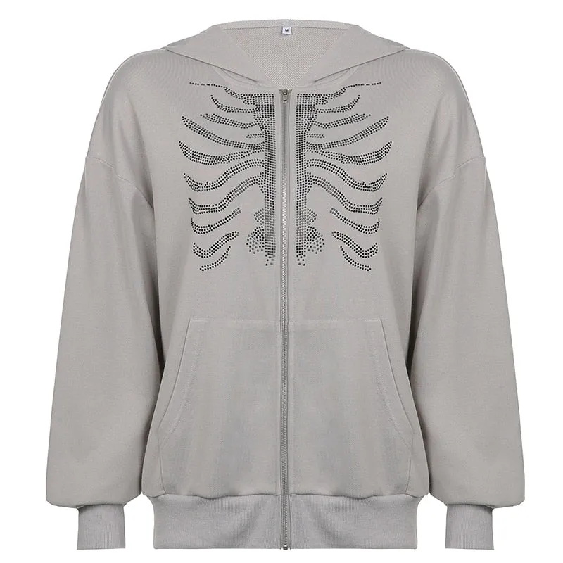 Butterfly Print Zip-Up Women's Casual Hoodie