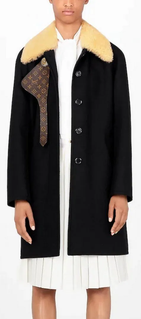 Car Coat with Shearling Collar