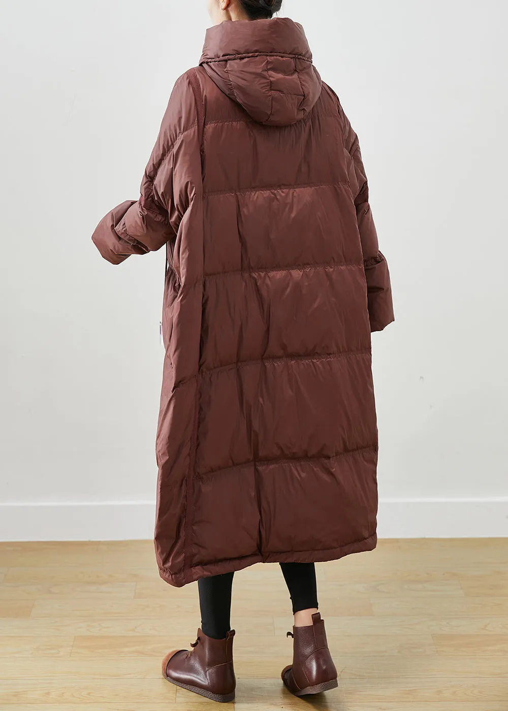 Chocolate Oversized Duck Down Jackets Hooded Drawstring Winter ML1879