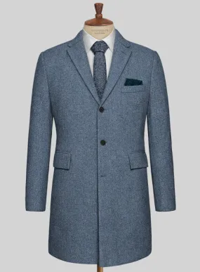 Classic Blue Denim Tweed Overcoat