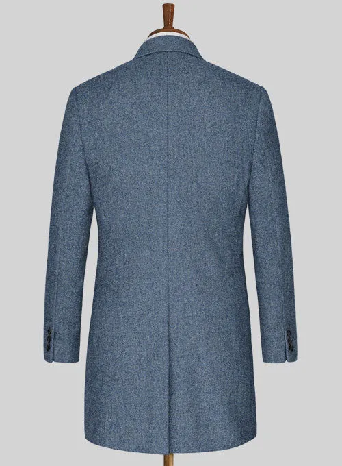 Classic Blue Denim Tweed Overcoat