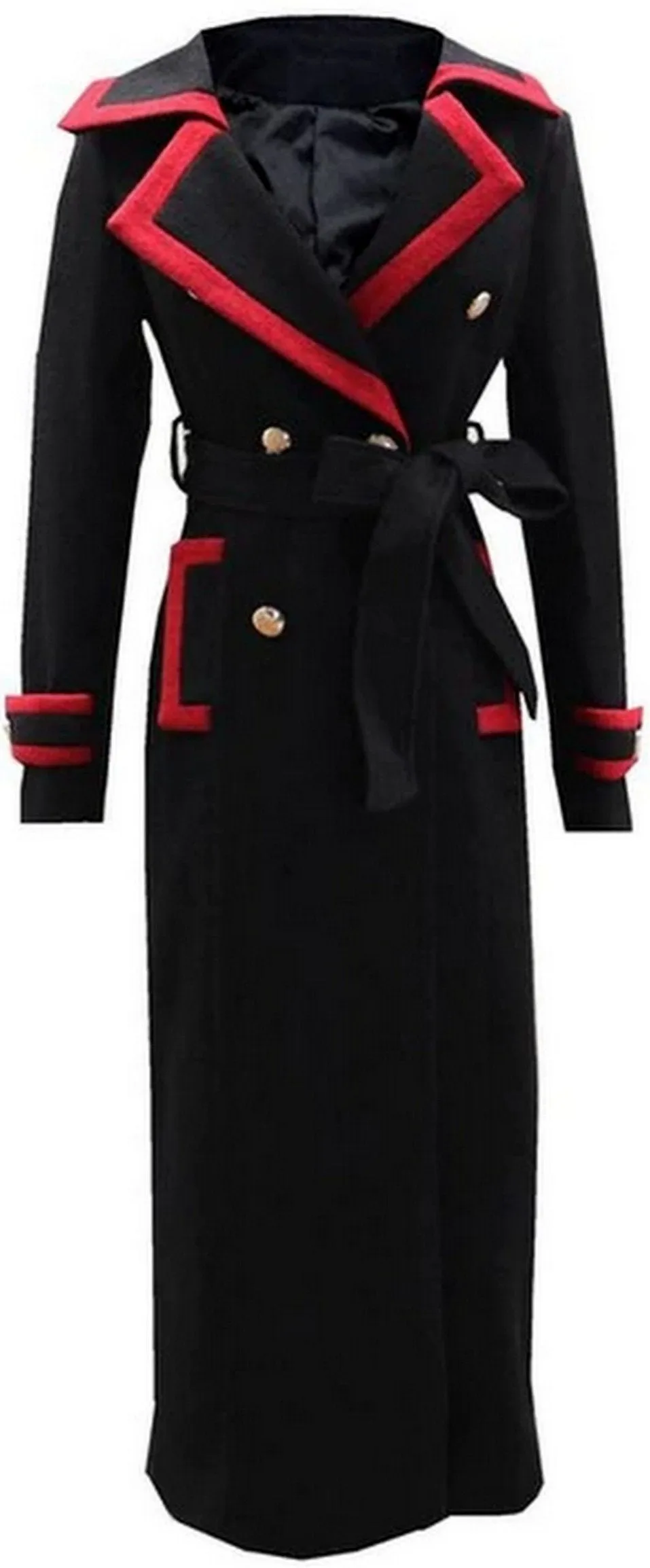 Color-Contrast Double-Breasted Wool Blend Coat