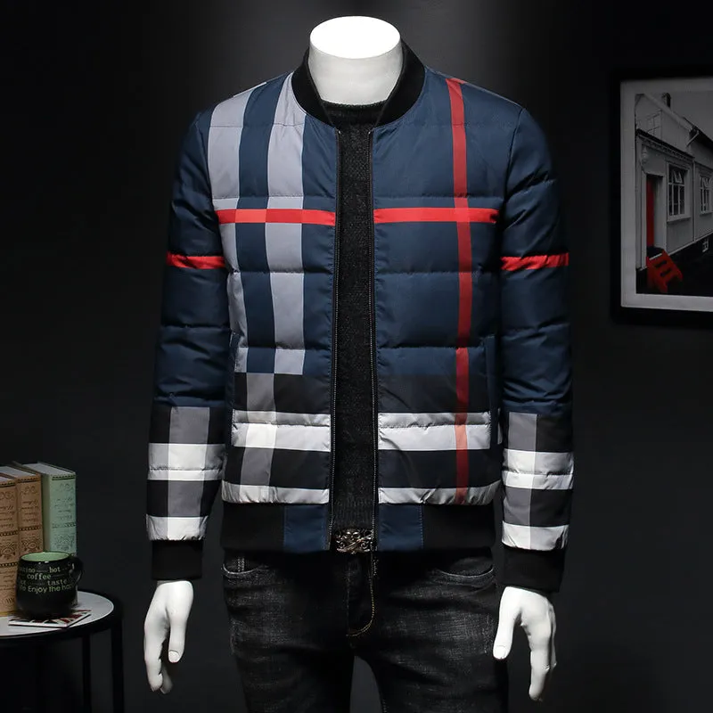 Designer Plaid Pattern Puffer Jacket