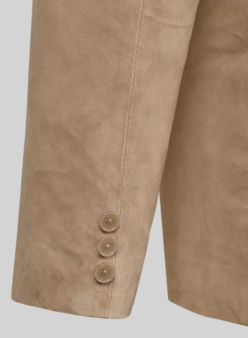 Dusty Beige Suede Leather Pea Coat