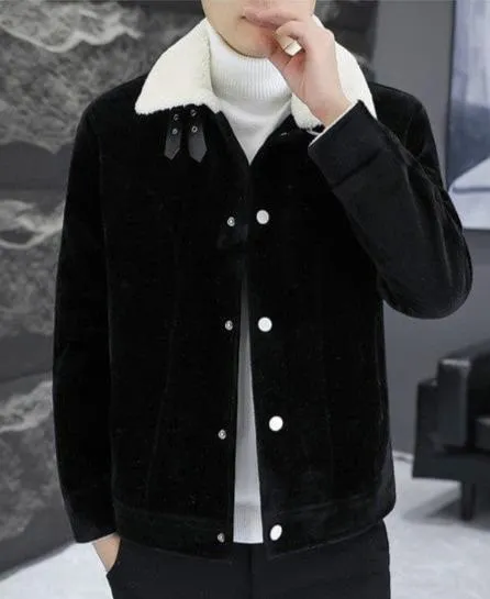 Fashionable Wool Blends Men's Motorcycle Jacket - Casual Streetwear Woolen Overcoat