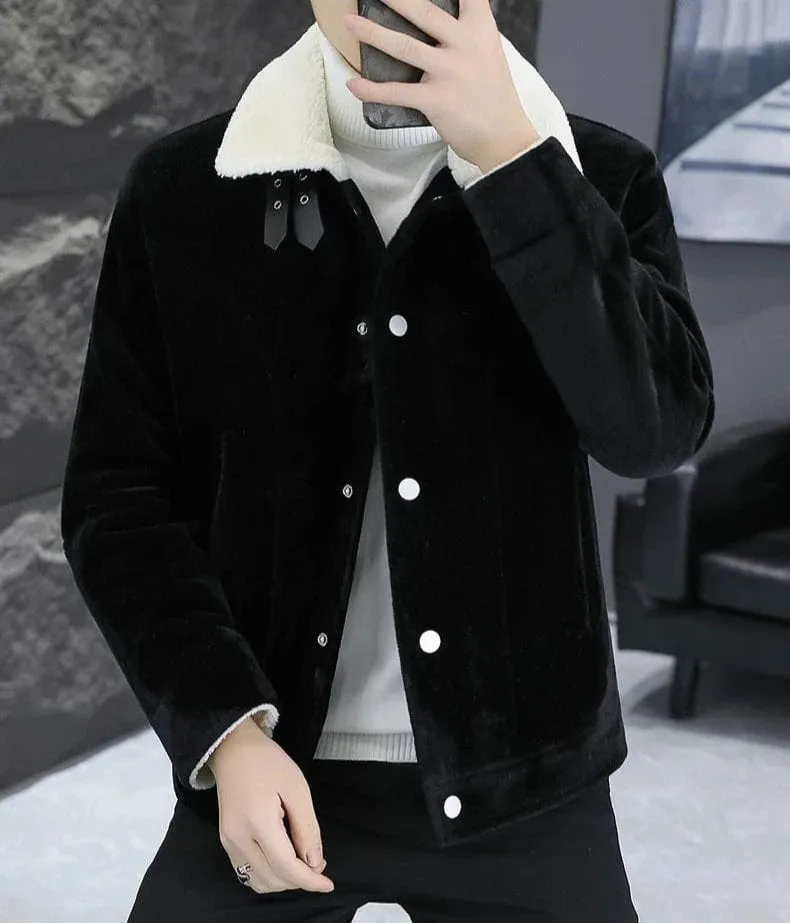 Fashionable Wool Blends Men's Motorcycle Jacket - Casual Streetwear Woolen Overcoat