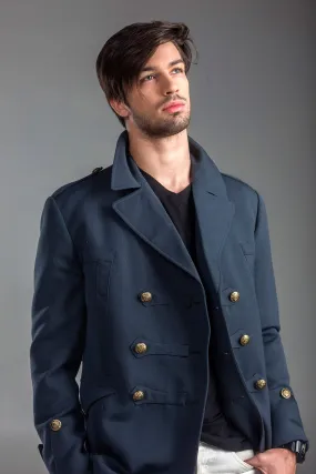 Gabardine Gray Blue Flamboyant Wool Coat