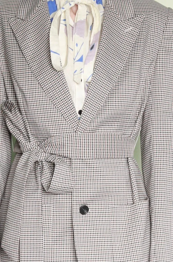 Light Wool Grey Self Tie Blazer