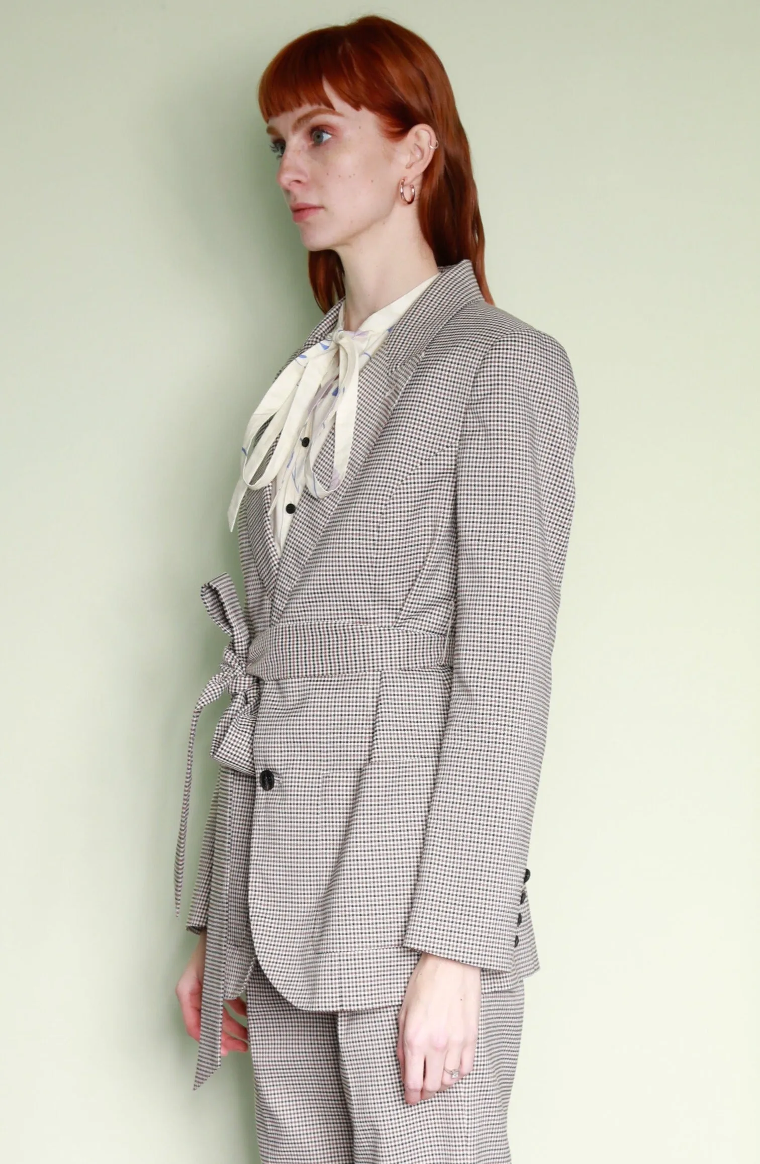 Light Wool Grey Self Tie Blazer