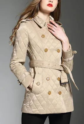 London Style Double Breasted Quilted Puffer Jacket