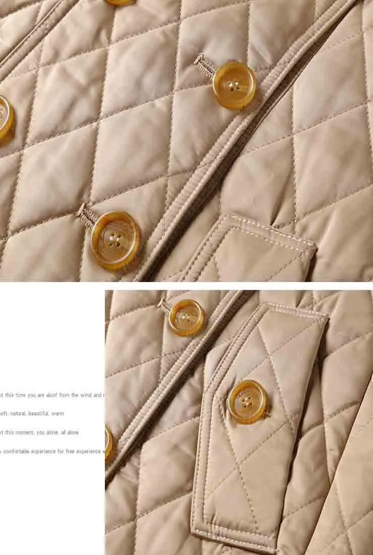 London Style Double Breasted Quilted Puffer Jacket