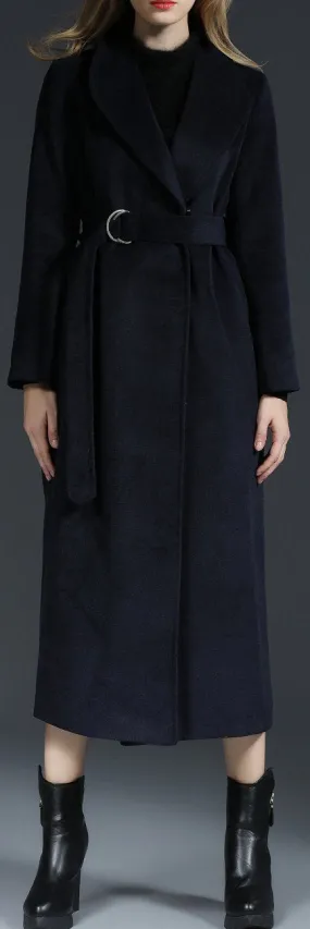 Long Black Cashmere Blend Coat