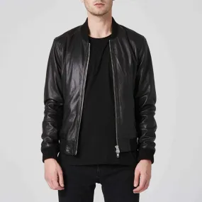 Men’s Black Bomber Leather Jacket