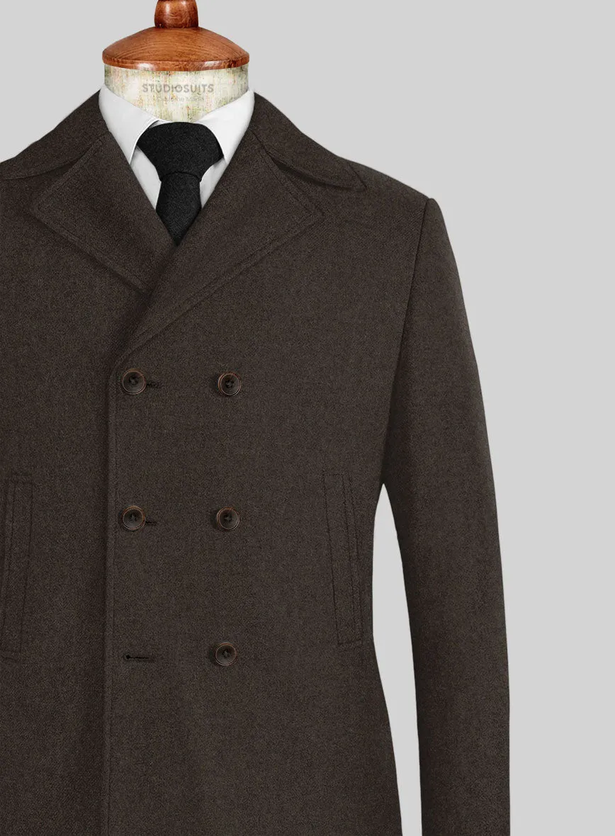 Naples Dark Brown Tweed Pea Coat