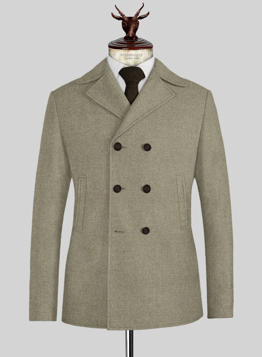 Naples Greige Tweed Pea Coat