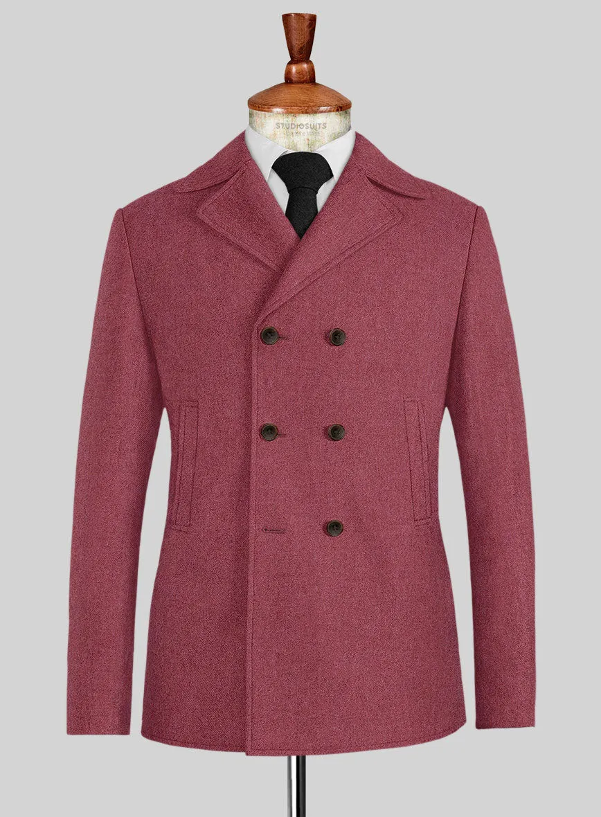 Naples Venetian Pink Tweed Pea Coat