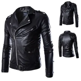 New Street Men's Leather Jacket Coat British Fashion Men's Leather Garment