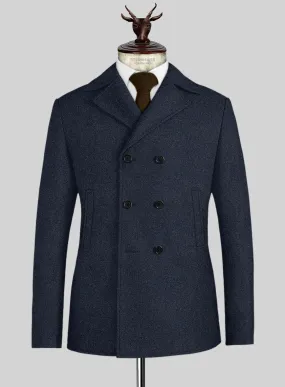 Playman Blue Denim Tweed Pea Coat