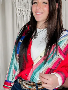 Serape Pearl Snap Long Sleeve Button Down