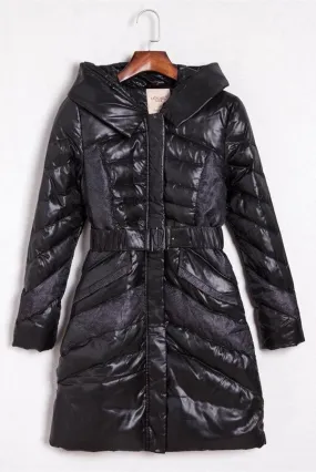 Simple Black Long Style High Quality Fashion Design Winter Down Jacket D15