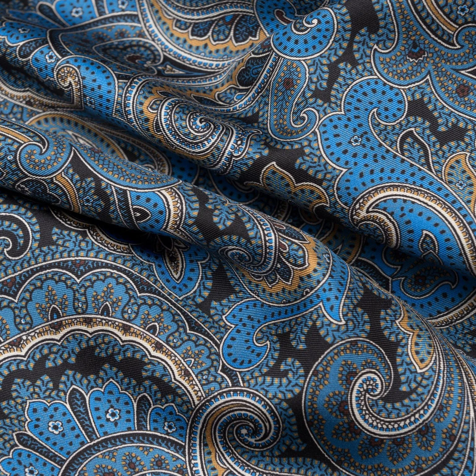 Sorrento - Wool Backed Silk Scarf - Black & Blue