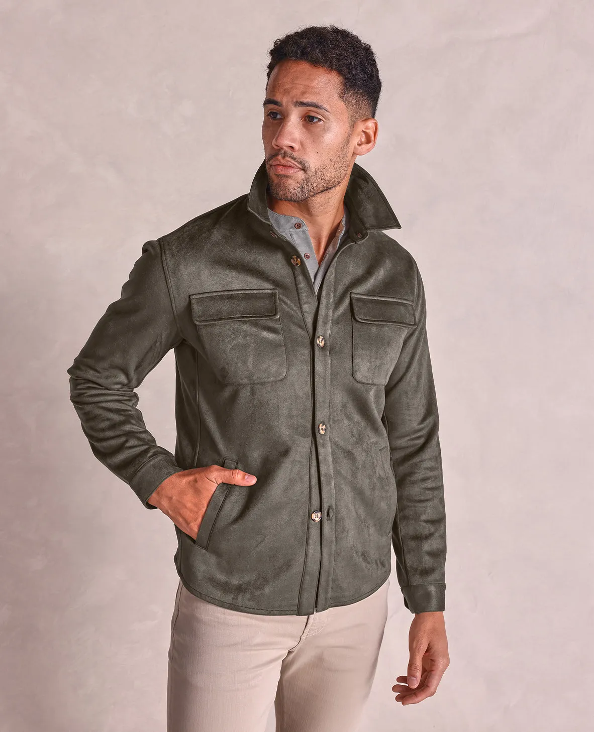 The Drummond - Microsuede Chore Jacket - Olive