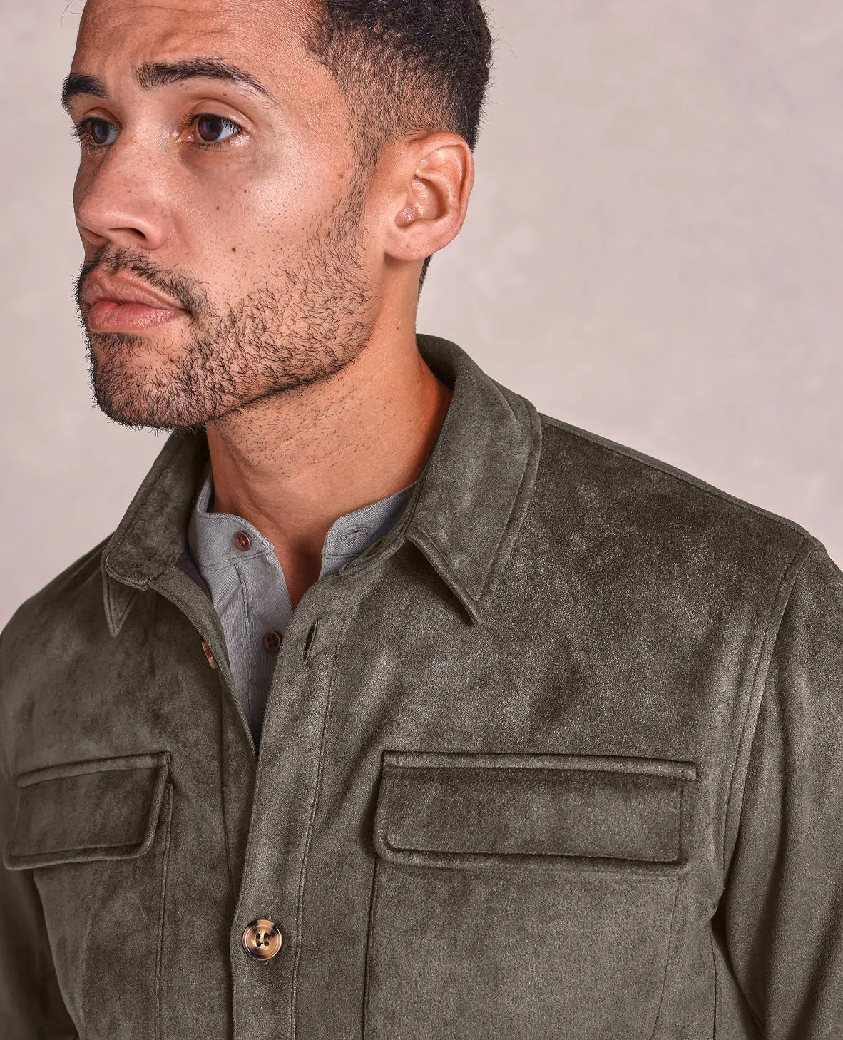 The Drummond - Microsuede Chore Jacket - Olive