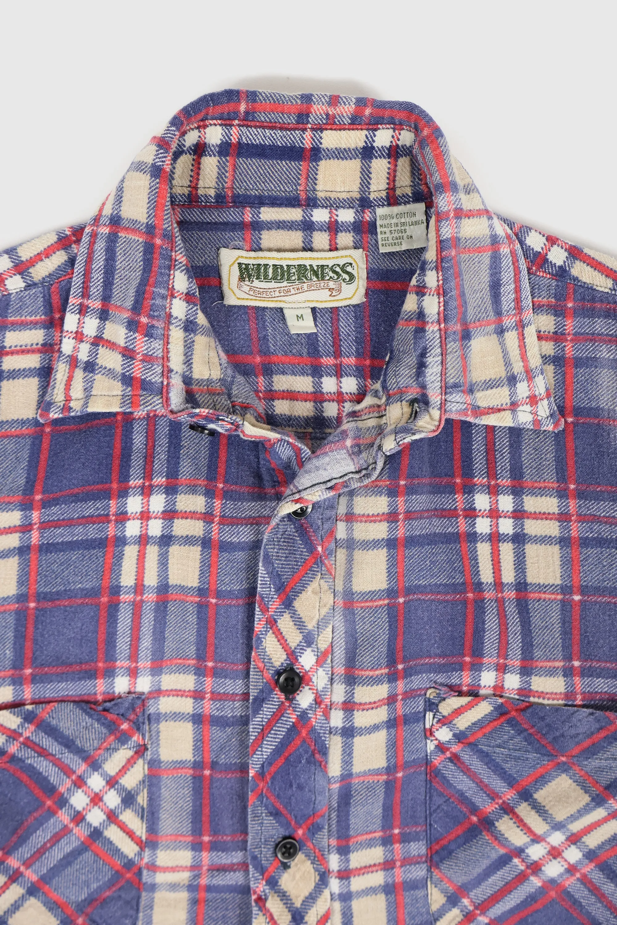 Vintage Faded Lightweight Plaid Button-Down Shirt