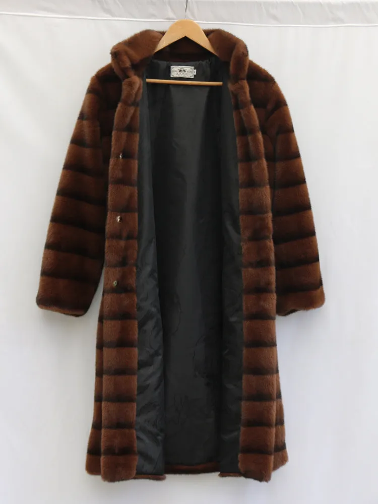 Women Fur Coat Imitation Marten Overcoats Mink Fur Retro Occupied Long Mink Fur Winter Casual Warm Trench Coat