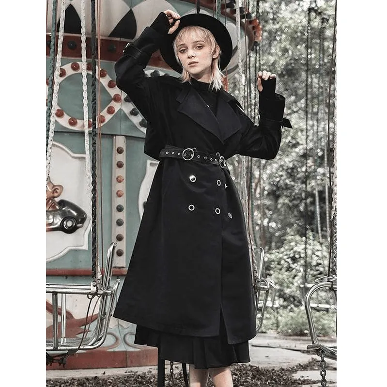 Women's Double-layered Turn-down Collar Overcoats With Belts