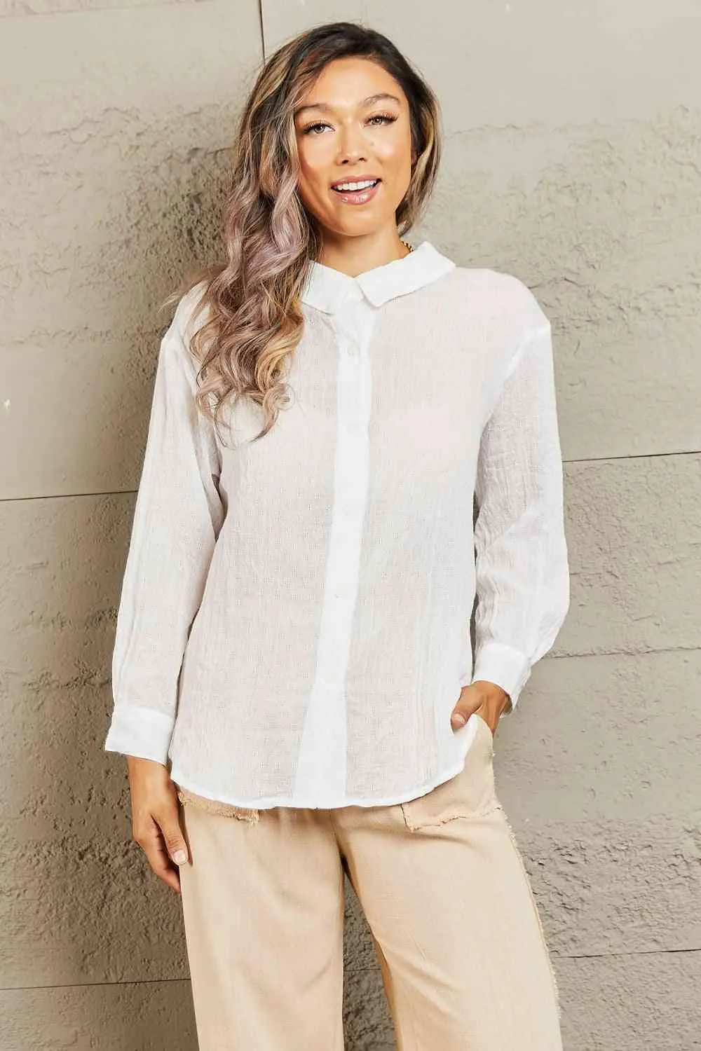 Women's Petal Dew Take Me Out Lightweight Button Down Top